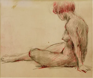 Nudo femminile seduto verso sinistra