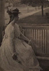 Sul portico Julia Hall McCune, c. 1897