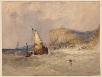 Navi al largo di Whitby (acquerello con gomma arabica su carta)
