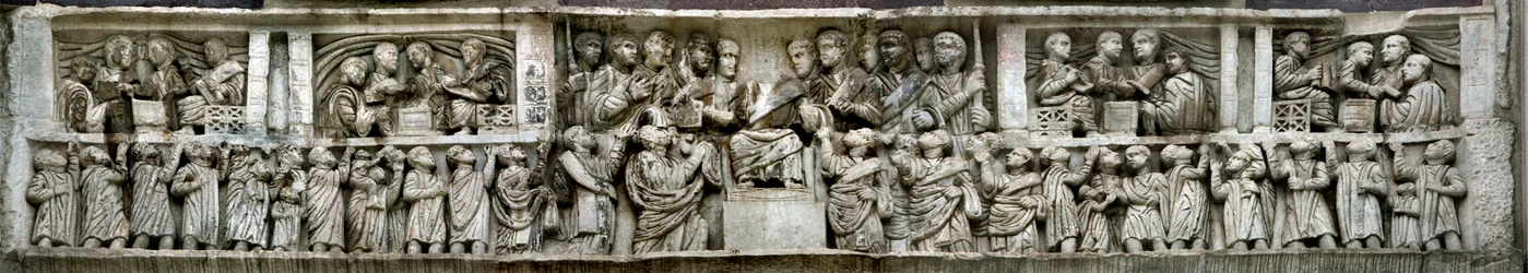 Costantino distribuisce denaro al popolo (dettaglio)