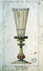 Decorazione per flûte da champagne, disegno ad acquerello, Claude-Aymé Chenavard