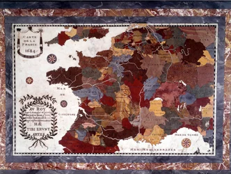 Mappa della Francia del XVII secolo con découpage delle diverse regioni