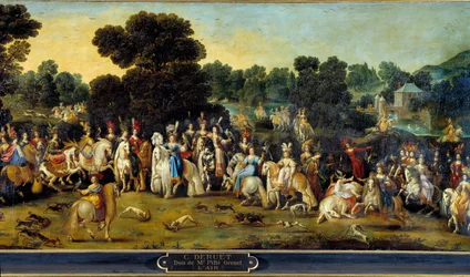 I quattro elementi: Aria. Scena di caccia nel parco di un castello. (dettaglio). Dipinto di Claude Deruet (1588-1662) 1641