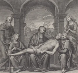 Cristo nel sepolcro, riposando sulle ginocchia della Vergine, dopo Perugino