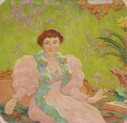 Giovane donna in abito rosa