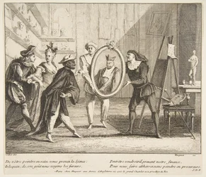 Pierrot e Scaramouche mostrano il ritratto di Arlecchino