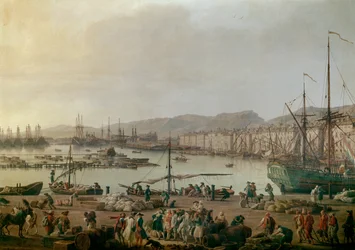 Veduta del porto di Tolone (dettaglio). Dipinto di Joseph Vernet