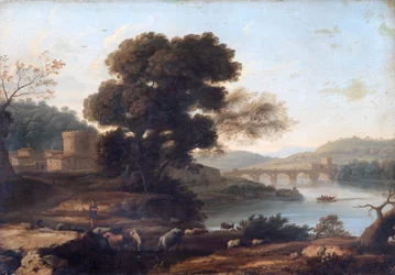 Paesaggio pastorale con il Ponte Molle, Roma