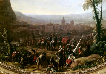 Luigi XIII forza il Passo di Susa vicino a Torino, difeso dalle forze del Duca di Savoia nel 1629 (dettaglio)