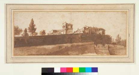 Veduta del Belvedere e delle fortificazioni del Vaticano