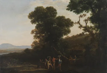 Paesaggio con figure che guadano un ruscello, 1636-1637