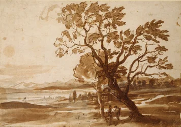 Paesaggio con due alberi, c. 1638