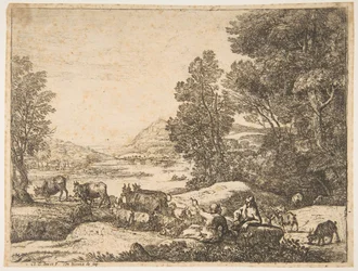 Pastore e pastorella che conversano in un paesaggio, ca. 1651