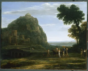 Veduta di Delfi con una processione, 1673