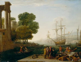 Un porto al tramonto, 1643
