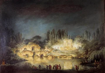Illuminazione del padiglione del Belvedere nei giardini del Petit Trianon a Versailles durante la festa offerta dalla regina Maria Antonietta in onore del fratello Giuseppe II (1741-1790) nell