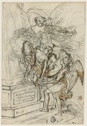 Allegoria in onore del re Stanislao Leszczyński (recto); Schizzo di uomo in piedi con braccia tese (verso)