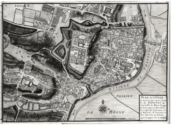 Atlas 131 F fol.8 Mappa di Saintes, capitale di Saintonge, da Receuil des Plans de Saintonge, 1716