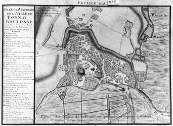 Fol.105 Mappa della città di Tonnay-Boutonne, da Recueil des Plans de Saintonge