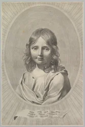 Busto di Gesù bambino in un ovale