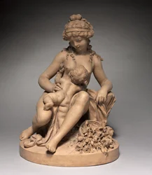 Giovane donna e bambino che giocano