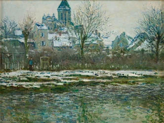 Effetto di neve a Vétheuil o Chiesa di Vétheuil