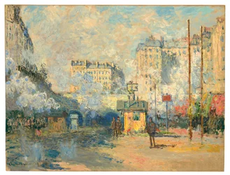 Esterno della stazione di Saint-Lazare, effetto della luce solare, 1877