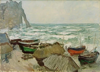 Barche da pesca sulla spiaggia di Etretat