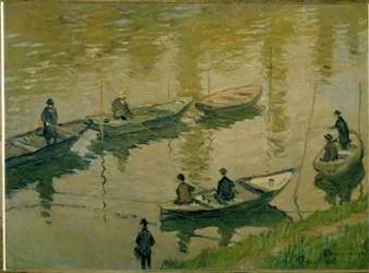 Gruppo di pescatori sulla Senna vicino a Poissy