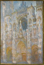 La cattedrale di Rouen, sole mattutino, armonia blu (olio su tela)