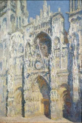 Cattedrale di Rouen, il portale e la torre Saint Romain, effetto sole pieno, armonia blu e oro