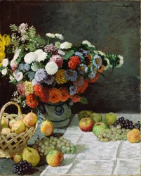 Natura morta con fiori e frutta, 1869