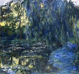 Vista dello stagno di ninfee con salice, c.1917-1919