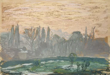 Paesaggio invernale con cielo serale
