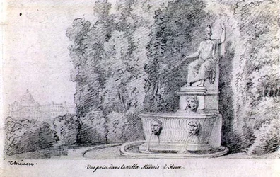 Veduta di una fontana nel giardino della Villa Medici, Roma