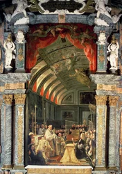 Santa Comunione di Carlo II (1661-1700) e la sua corte, 1690