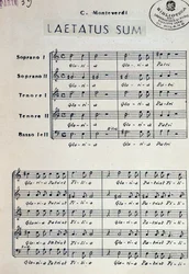 Partitura musicale di Dixit dominus di Monteverdi