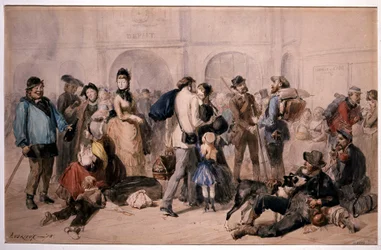 Folla nella hall della Gare de Lyon di Andrieux