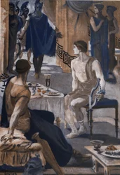 Achille riceve gli inviati di Agamennone. Illustrazione di Clement Gontier (1876-1918) per 