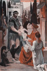 Addio di Ettore e Andromaca. Illustrazione di Clement Gontier (1876-1918) per 