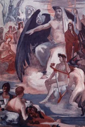 La difesa di Giove per salvare i Troiani o i Greci. Illustrazione di Clement Gontier (1876-1918) per 