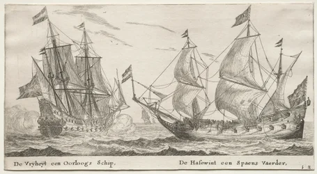 Varie navi e vedute di Amsterdam, Parte II: La Libertà, una nave da guerra. Il Lupo, una nave spagnola