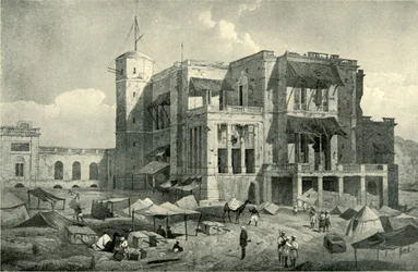 Vista frontale della Residenza, Lucknow, dopo il soccorso, c1858, 1901