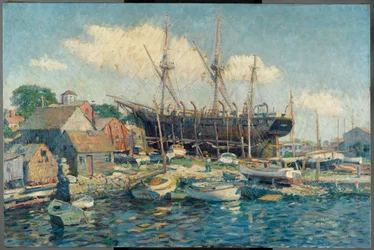 Una baleniera sulla ferrovia marina a Fairhaven