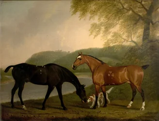 Cavalli e cane in un paesaggio, c.1830