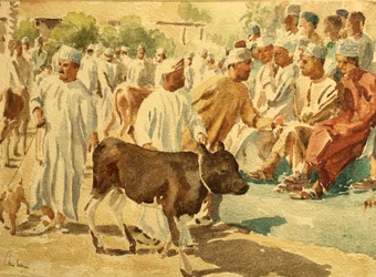 Mercato del bestiame, Nizwa, Oman (1), 2018 (acquerello)