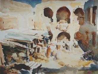 Fondouk des Peaussiers, Fez, 2000 (acquerello)