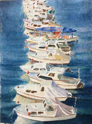 Tramonto, porto di Dubrovnik, 2011 (acquerello)