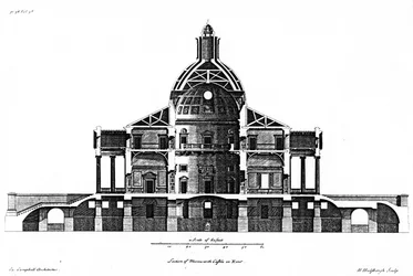 Sezione del Castello di Mereworth nel Kent, incisa da H. Hulsbergh, c.1722-24