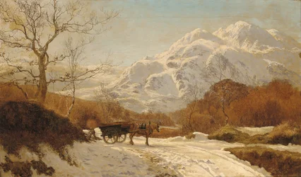 Raccolta di legna in un paesaggio alpino